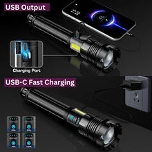 Load image into Gallery viewer, MaxiBright P90.2 Flashlight Bundle: Super Bright LED Rechargeable Torches - 3 Torches - large - small - extra small - LED &amp; UV Light - For Work &amp; Adventures