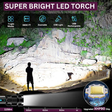 Load image into Gallery viewer, MaxiBright P90.2 Flashlight Bundle: Super Bright LED Rechargeable Torches - 3 Torches - large - small - extra small - LED &amp; UV Light - For Work &amp; Adventures