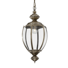 Load image into Gallery viewer, NORM SP1 | Indoor Lantern Pendant Ceiling Light Fitting in Antique Brass or Chrome Finish, Glass Lantern with Velvet Chain Cover, 1 Light, E27 Bulb