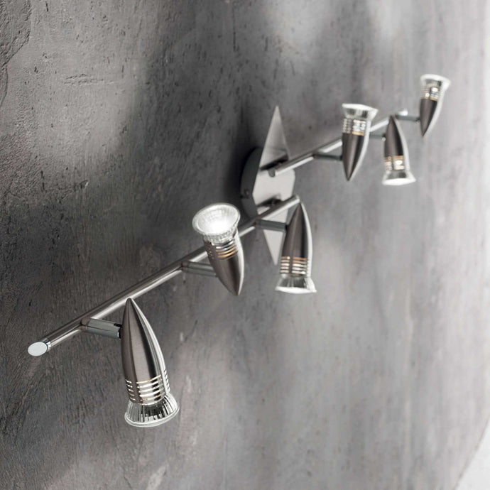 ALPHA PL | Indoor Multiple Track Wall Light Fixture, White, Chrome, Nickel & Brass Design 4 & 6 Lamps