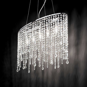 RAIN SP & PL | Chrome Flush & Hanging Crystal Droplet Chandelier Ceiling Light Fitting, 3 & 5 Lights