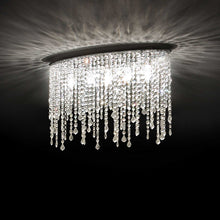 Load image into Gallery viewer, RAIN SP &amp; PL | Chrome Flush &amp; Hanging Crystal Droplet Chandelier Ceiling Light Fitting, 3 &amp; 5 Lights