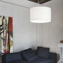 Load image into Gallery viewer, WHEEL SP &amp; PL | Flush &amp; Hanging White Shaded Drum Pendant Ceiling Light Fitting, 3 &amp; 5 Lights