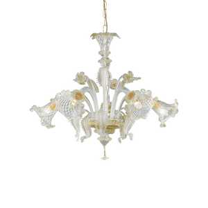 RIALTO SP | Classical Clear Amber & Brass Transitional Glass Chandelier Ceiling Light Fitting , 5 & 8 Lights