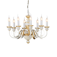 Load image into Gallery viewer, FLORENCE SP | Antique White &amp; Gold Candle Farmhouse Style Chandelier Light Fitting, 5 &amp; 8 Lights
