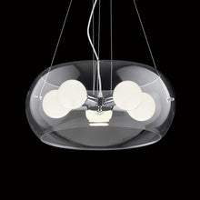 Load image into Gallery viewer, AUDI-10 SP5 | Smokey Grey &amp; Clear Glass Drum Ceiling Light Fitting, 5 Lights
