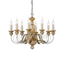 Load image into Gallery viewer, FLORENCE SP | Antique White &amp; Gold Candle Farmhouse Style Chandelier Light Fitting, 5 &amp; 8 Lights