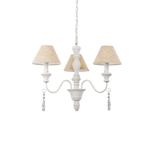 Load image into Gallery viewer, PROVENCE SP | White Wooden Framed Shaded Chandelier Ceiling Light Fitting, 3 &amp; 6 Lights