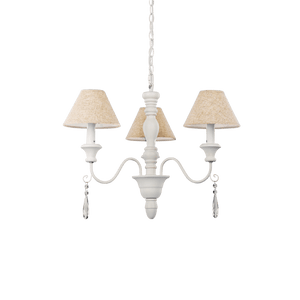 PROVENCE SP | White Wooden Framed Shaded Chandelier Ceiling Light Fitting, 3 & 6 Lights