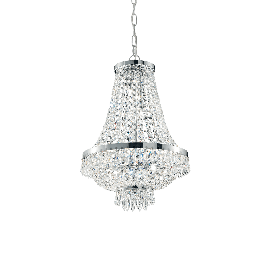 CAESAR SP | Chrome & Gold Crystal Entryway Beaded Chandeliers, 6 & 9 & 12 lights