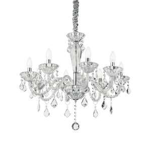 TIEPOLO SP | Clear  Glass Chandelier Ceiling Light Fitting with Crystal Droplets, 3 & 5 & 8 Lights