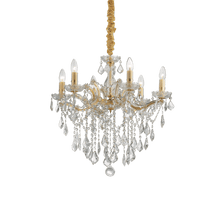 Load image into Gallery viewer, FLORIAN SP | Crystal Candle Chandeliers Ceiling Light Fitting with Velvet Straps Chrome &amp; Gold