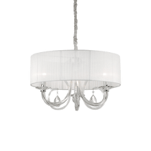 Load image into Gallery viewer, SWAN SP | Silver &amp; White Shaded Crystal Drum Chandelier Ceiling Light Fitting, 3 &amp; 6 Lights