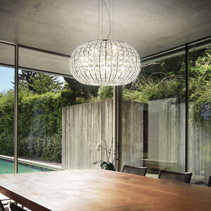 CALYPSO SP | Indoor Chrome Crystal Globe Chandelier Pendant Light Fitting, Chrome Design, 3 & 5 Lights