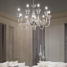 Load image into Gallery viewer, DOGE SP | White &amp; Clear Glass Candle Style Chandelier Ceiling Light Fitting,  6 &amp; 9 &amp; 12 Lights