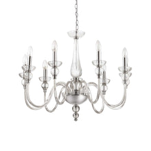 Load image into Gallery viewer, DOGE SP | White &amp; Clear Glass Candle Style Chandelier Ceiling Light Fitting,  6 &amp; 9 &amp; 12 Lights