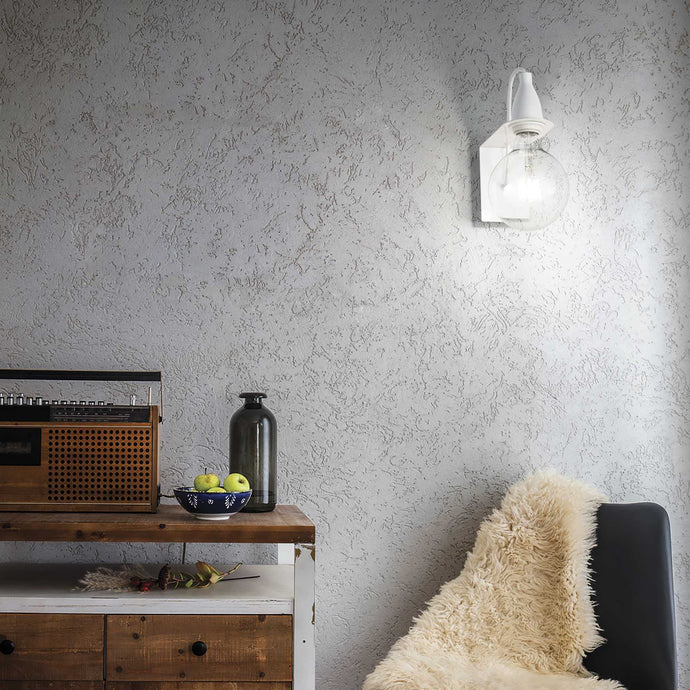 MINIMAL AP1  | Indoor Armed Sconce Bulb Wall Lamp Fitting, White & Black & Chrome Design, 1 Light