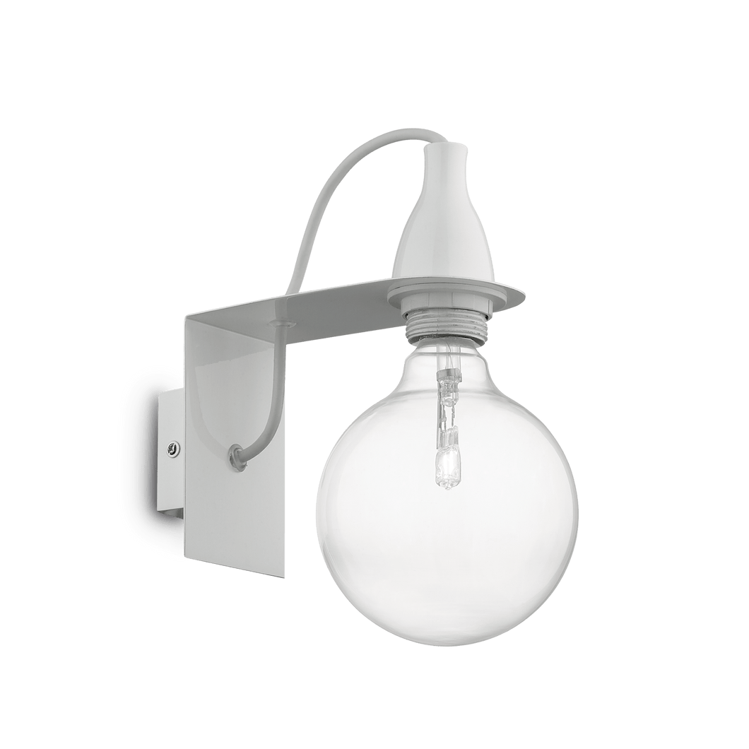 MINIMAL AP1  | Indoor Armed Sconce Bulb Wall Lamp Fitting, White & Black & Chrome Design, 1 Light