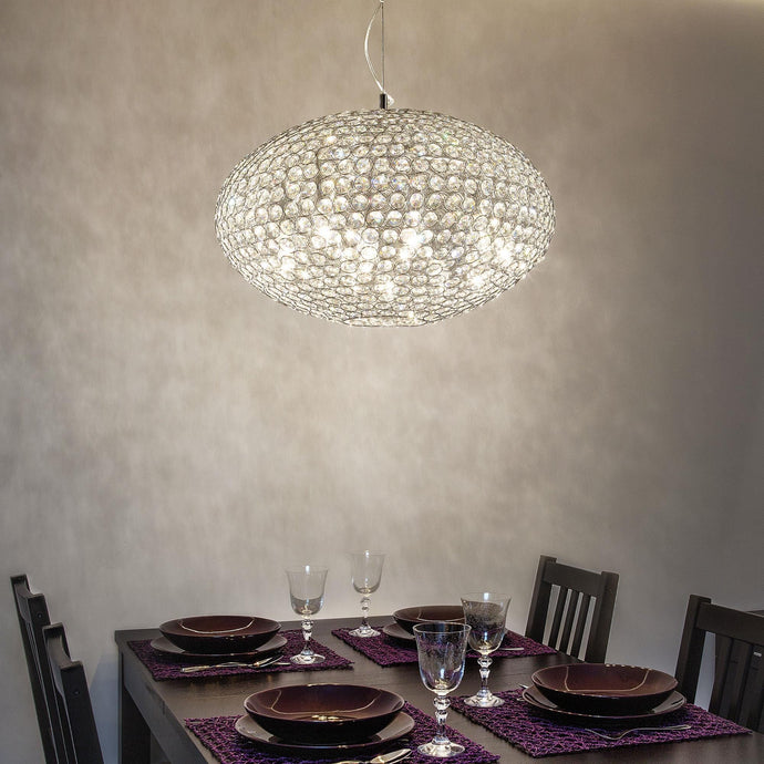 ORION SP | Chrome Globe Crystal Chandelier Pendant Light Fitting, 6 & 8 Lights