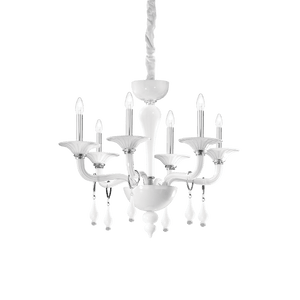 MIRAMARE SP | White Glass Candle Chandelier Living Ceiling Light, 6 & 8 Lights