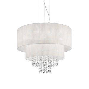 OPERA SP | White Indoor Crystal Shaded Tiered Chandelier Ceiling Light Fitting, 4 & 6 & 10 Lights