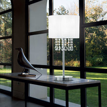 Load image into Gallery viewer, OPERA TL1 | Polished Chrome Crystal Table Lamp with White Shade Design, 1 Light