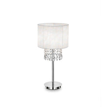 Load image into Gallery viewer, OPERA TL1 | Polished Chrome Crystal Table Lamp with White Shade Design, 1 Light