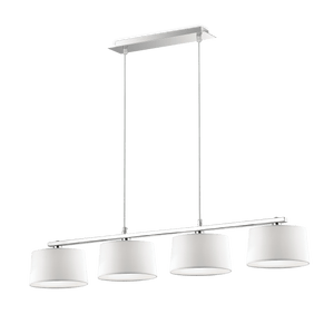 HILTON SP4 LINEAR | White Shaded Kitchen Island Multiple Pendant Ceiling Light Fitting, 4 Lights