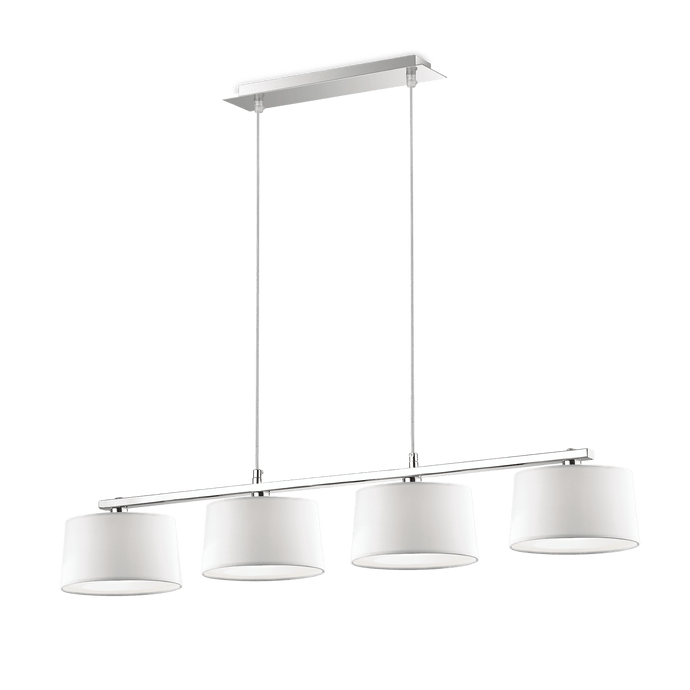 HILTON SP4 LINEAR | White Shaded Kitchen Island Multiple Pendant Ceiling Light Fitting, 4 Lights