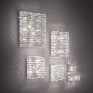 ADMIRAL PL10 | Indoor Chrome Flush Modern Squared Style Crystal Wall & Ceiling Light Fitting, 4 & 6 & 8 & 10 Lights