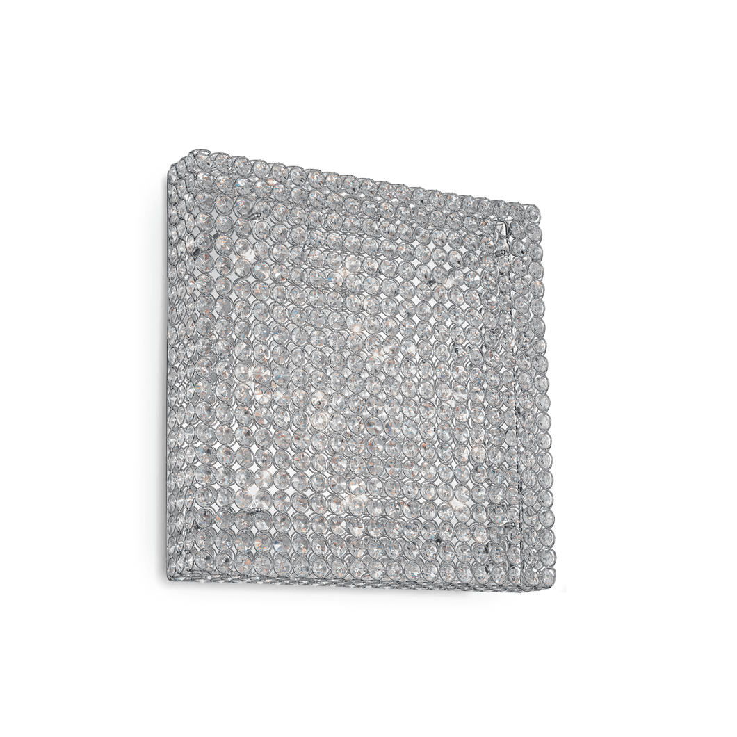 ADMIRAL PL10 | Indoor Chrome Flush Modern Squared Style Crystal Wall & Ceiling Light Fitting, 4 & 6 & 8 & 10 Lights