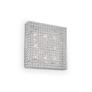 ADMIRAL PL10 | Indoor Chrome Flush Modern Squared Style Crystal Wall & Ceiling Light Fitting, 4 & 6 & 8 & 10 Lights