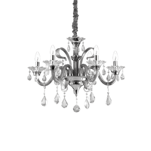 COLOSSAL SP | Crystal Candle Chandelier Ceiling Light Fitting, Ivory & Clear & Grey Design, 6 & 8 & 15 Lights