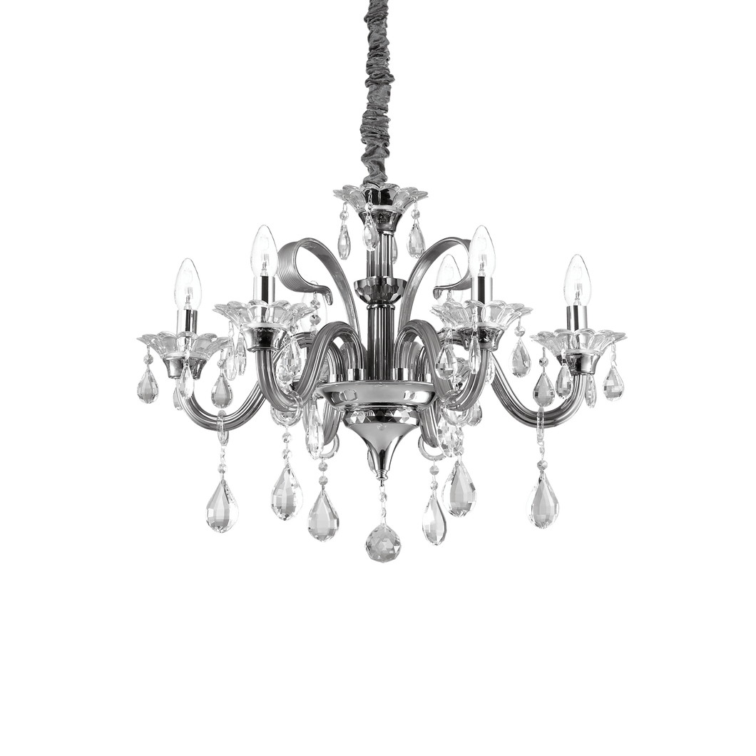 COLOSSAL SP | Crystal Candle Chandelier Ceiling Light Fitting, Ivory & Clear & Grey Design, 6 & 8 & 15 Lights