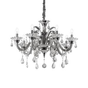 COLOSSAL SP | Crystal Candle Chandelier Ceiling Light Fitting, Ivory & Clear & Grey Design, 6 & 8 & 15 Lights