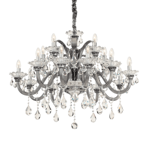 COLOSSAL SP | Crystal Candle Chandelier Ceiling Light Fitting, Ivory & Clear & Grey Design, 6 & 8 & 15 Lights
