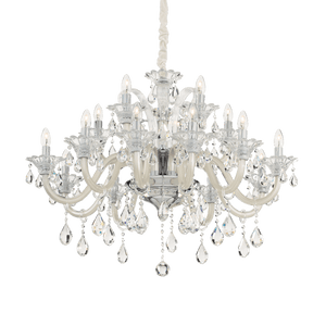 COLOSSAL SP | Crystal Candle Chandelier Ceiling Light Fitting, Ivory & Clear & Grey Design, 6 & 8 & 15 Lights