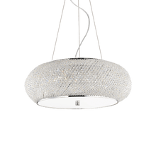 Load image into Gallery viewer, PASHA' SP &amp; PL | Flush &amp; Hanging Drum Crystal Pendant Ceiling Light Fitting, Chrome &amp; Gold Design,  6 &amp; 10 &amp; 14 Lights