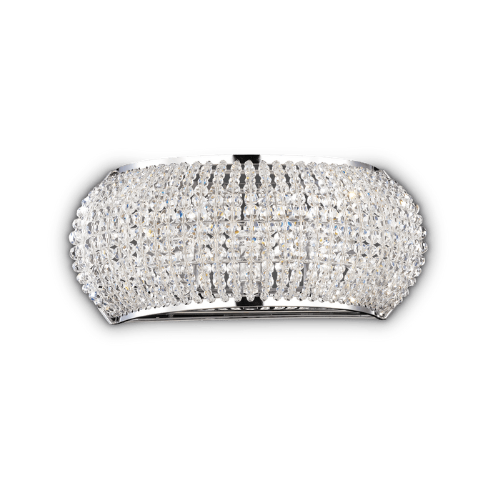 PASHA 'AP3 | Indoor Chrome & Gold Flush Crystal Wall Light Sconce Fitting, 3 Lights