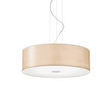 Load image into Gallery viewer, WOODY SP &amp; PL | Flush &amp; Hanging Shaded Drum Pendant Ceiling Light Fitting, Black &amp; White &amp; Wood Design, 4 &amp; 5 Lights