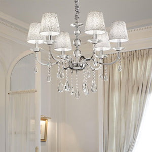 PANTHEON SP6 | Gold & Silver Shaded Chandelier Ceiling Light Fitting with Crystal Decor, 6 Lights
