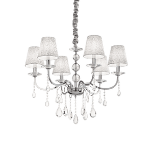PANTHEON SP6 | Gold & Silver Shaded Chandelier Ceiling Light Fitting with Crystal Decor, 6 Lights