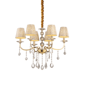 PANTHEON SP6 | Gold & Silver Shaded Chandelier Ceiling Light Fitting with Crystal Decor, 6 Lights