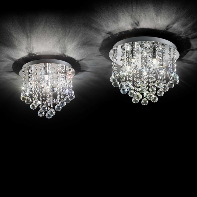 BIJOUX PL5 |  Chrome Flush Crystal Ceiling Light Fitting, 5 Lights