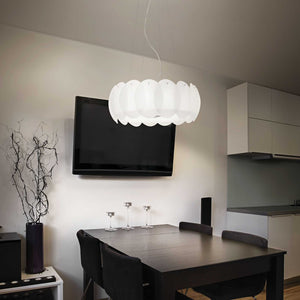 OVAL SP | White Drum Pendant Ceiling Light Fitting, 5 & 8 Lights