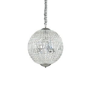 LUXOR SP | Indoor Crystal Globe Ceiling Pendant Chrome Light Fitting, 6 & 8 & 12 Lights