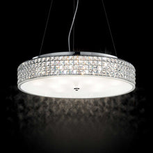 Load image into Gallery viewer, ROMA SP | White &amp; Chrome Indoor Crystal Drum Pendant Chandelier Light Fitting, 9 &amp; 12 Lights