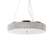 Load image into Gallery viewer, ROMA SP | White &amp; Chrome Indoor Crystal Drum Pendant Chandelier Light Fitting, 9 &amp; 12 Lights