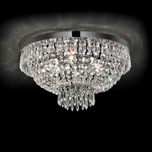 CAESAR  | Flush Gold & Brass Crystal Chandelier Light, 5 & 6 Lights