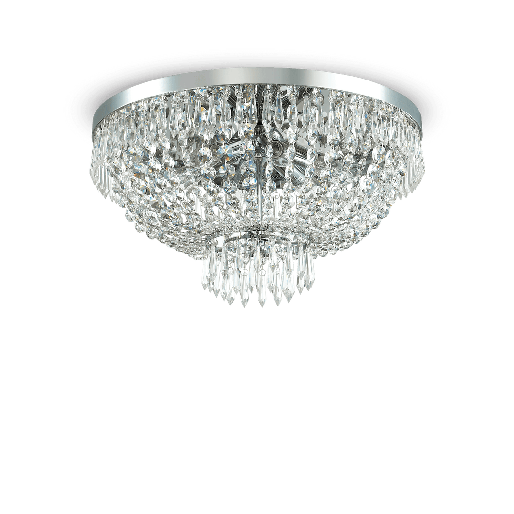 CAESAR  | Flush Gold & Brass Crystal Chandelier Light, 5 & 6 Lights